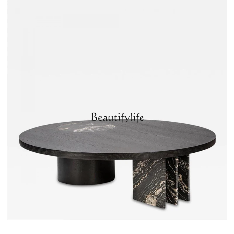 

Light Luxury Italian round Marble Tea Table Combination