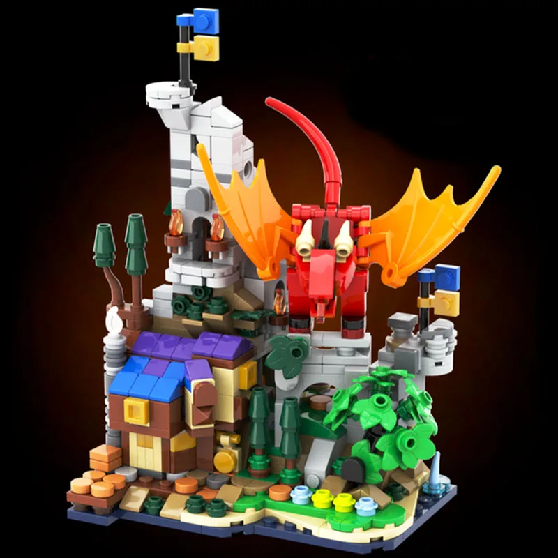 

634pcs MOC DragonDungoness RedDragones Tale Diorama Modular Building Blocks Display Collector Gift