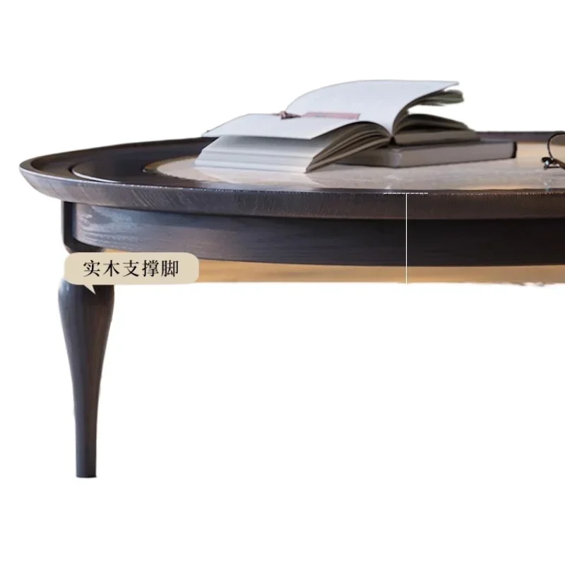 

Large and small round combination coffee table, small apartment living room ash wood solid wood medieval coffee table
