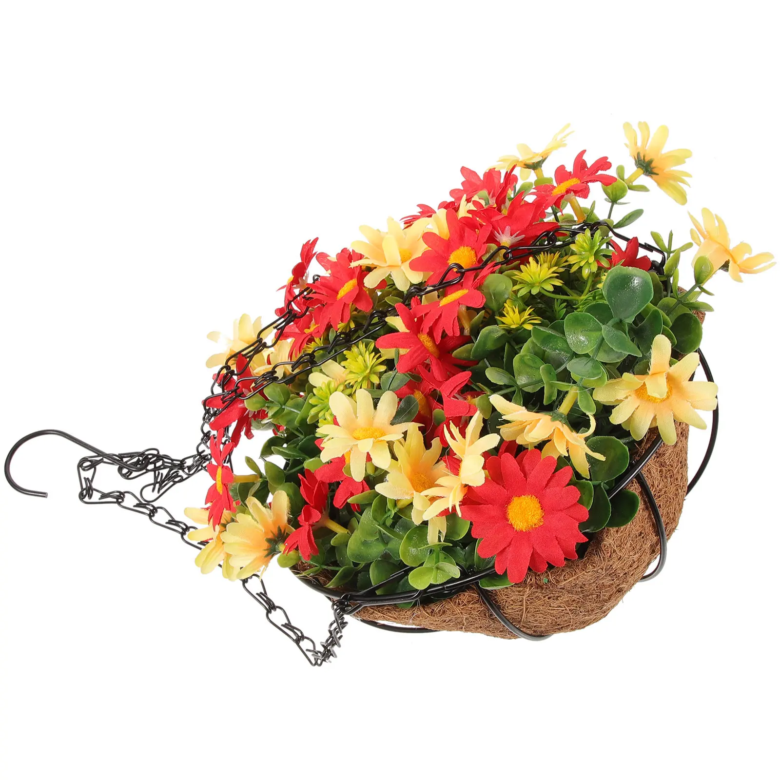 

Coconut Fiber Hanging Flower Basket Natural Looking Plant Hanger for Home Office Courtyard Romantic Nature Inspired Garden Decor
