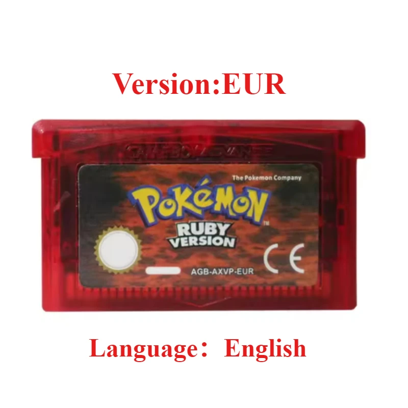 Nieuwe Pokemon GBA 6 Talen Game Card 32 Bit Video Game Console Cartridge FireRed LeafGreen Ruby Sapphire Voor DS/NDS/GB speelgoed Gift