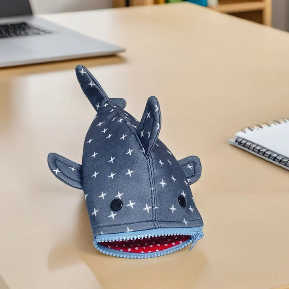 

Shark Pencil Case Large Capacity Star Pattern Canvas Pouch For School Office Travel Stationery Organizer Kids Student