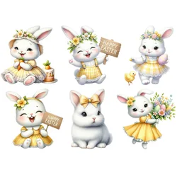 Cute rabbit is wearing a princess skirt Easter DTF transfers ready to press patches for Children clothing iron on heat transfer