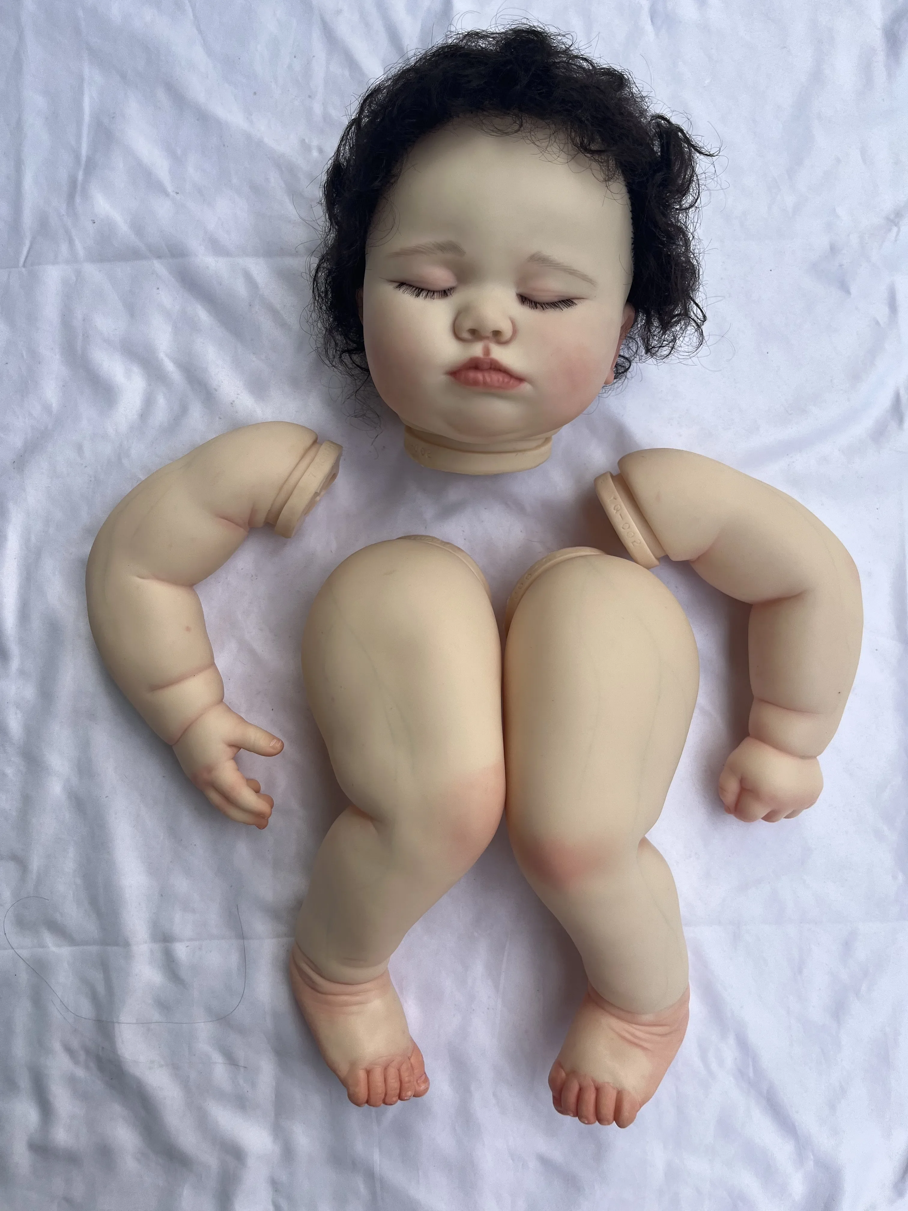 SINO-BB Customized Limited Supply 25inch Reborn Baby 7month Sleeping With Hand-Rooted Curly Hair DIY Part Christmas GIft