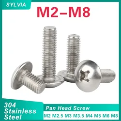 (A2-70) 304 Stainless Steel Phillips Braguero Flat Head Large Round Cross Bolt M2 M2.5 M3 M4 M5 M6 M8 length 3~ 80mm