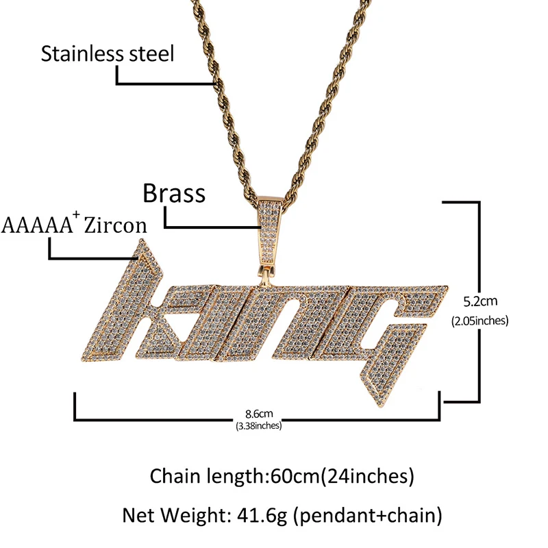 Customized Personality Letters Name Logo Pendants Necklaces for Men Hip Hop CZ Stone Bling Iced Out Rapper Jewelry Drop Shipping