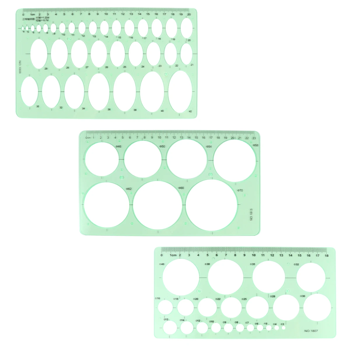 3 pcs Drawing Templates Set Transparent Geometric Rulers Metric Scale Measurement Building Architecture Drafting Tools For