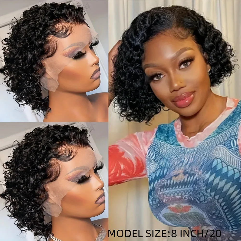 8-16 بوصة موجة المياه بوب شعر مستعار 100% باروكة من شعر طبيعي 13x4 الدانتيل الشفاف شعر مستعار أمامي قبل قطعها مع شعر الطفل 180 الكثافة