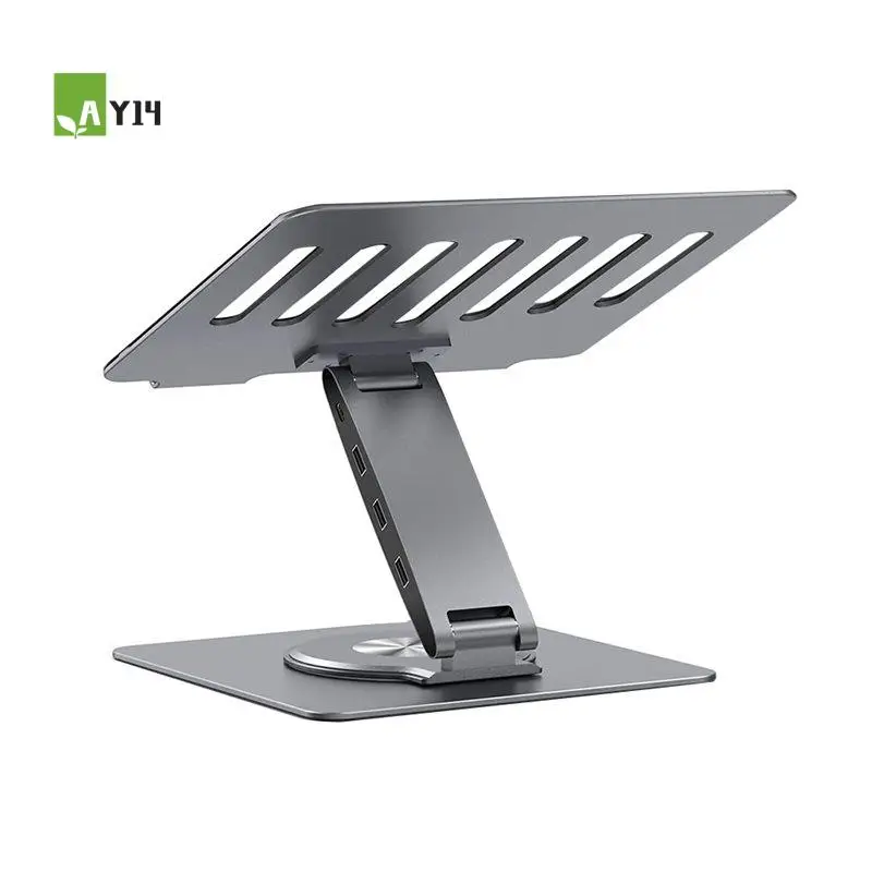 AY14 -9-In-1 Desk Laptop Stand With Docking Station, 360° Rotation 4K60hz, 3 USB3.0, 100W PD Charging For PC Laptop