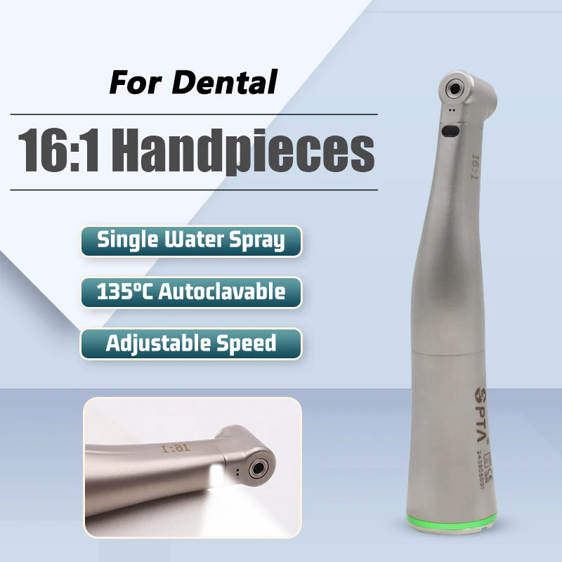 

Illumination Endodontic Push button LED Dentist Tool Surgical Air Turbine Handpiece Contra Angle 16:1 Reduction Low Speed Kit