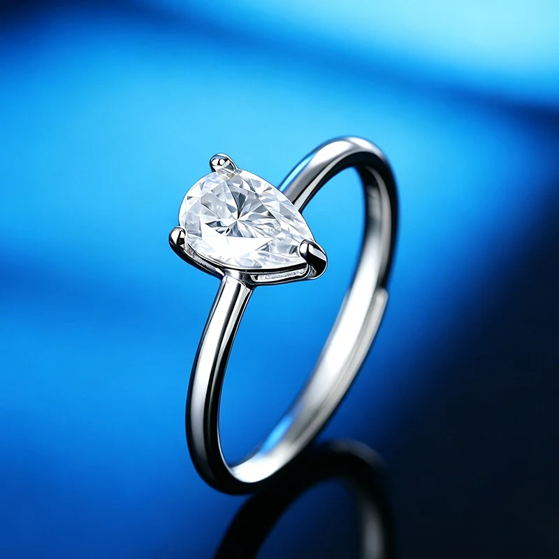 Moissanite Rings 0.5-2CT Oval/Radiant/Pear For Women Real S925 Silver with GRA Certificate Passed Diamond Test Ring Wedding Band