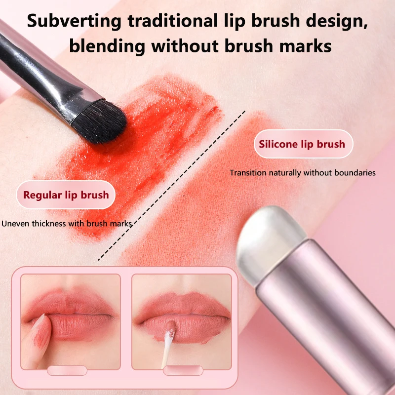 Q Soft Silicone Lip Brush With Dust Proof Cover Round Head Lipstick Applicator Lip Cosmetic Tool Multi-use Eyeshadow Brush