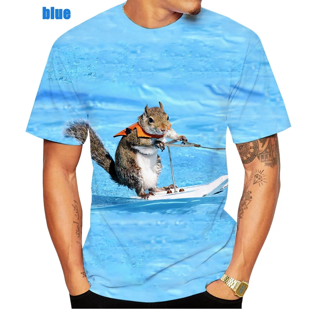 New 3d Printing Squirrel T Shirts Animal Funny Squirrel 3d T-shirt Unisex Summer Fashion Animal Squirrel Printing Tshirt