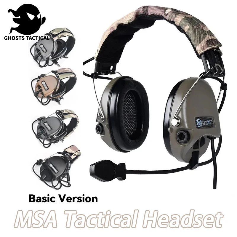 MSA Tactical Headset Sordin Headphones Airsoft Hunting Shooting Communication Headset NO Noise Reduction 7.0 Plug WADSN