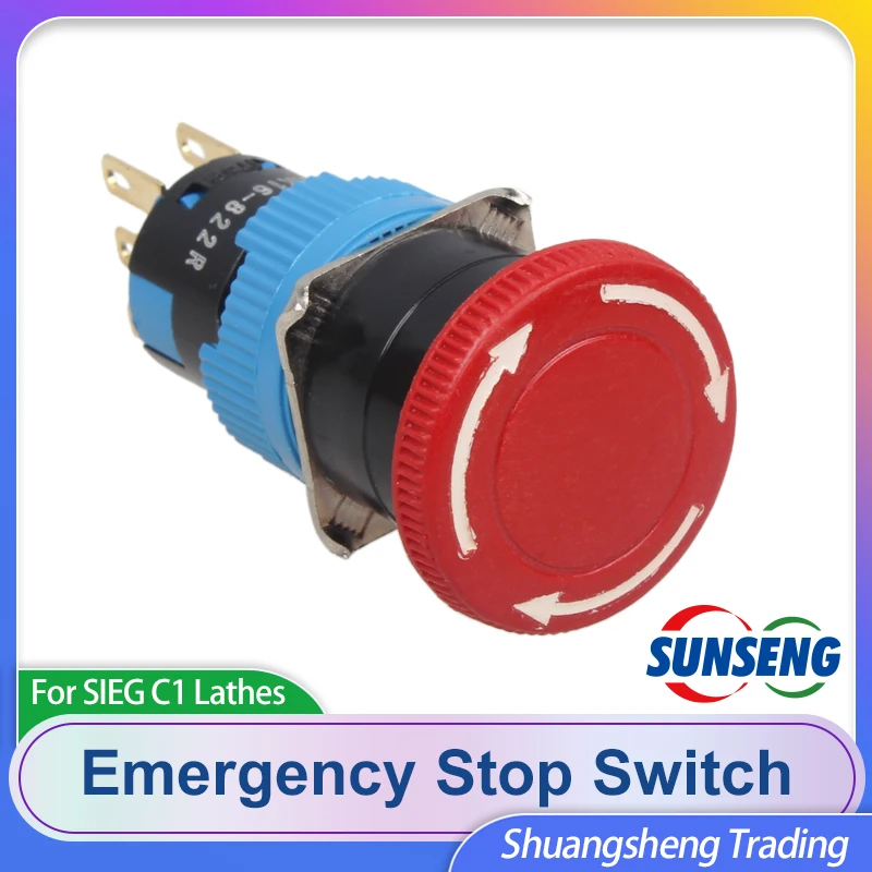 Power Emergency Stop Switch SIEG C1-113 Urgent Stop Switch LAS1-A 5A-250VAC