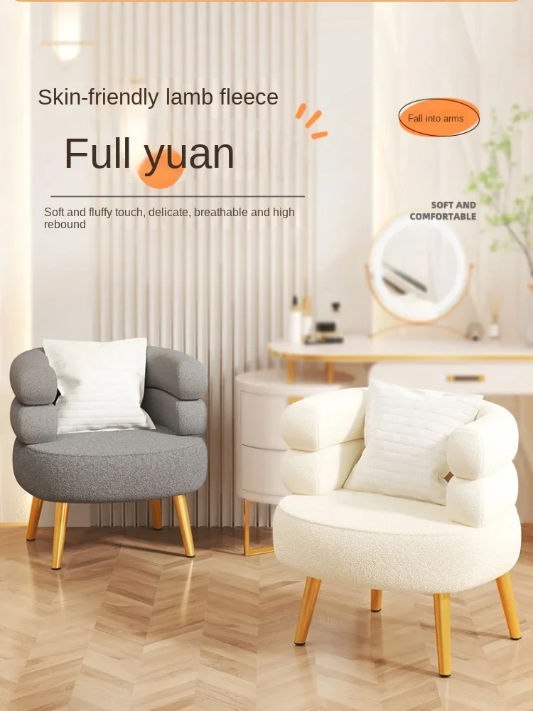 Silla de ocio de felpa suave, sofá de salón de un solo asiento con cojín de esponja para sala de estar, dormitorio, Sedia Velluto E Oro Muebles