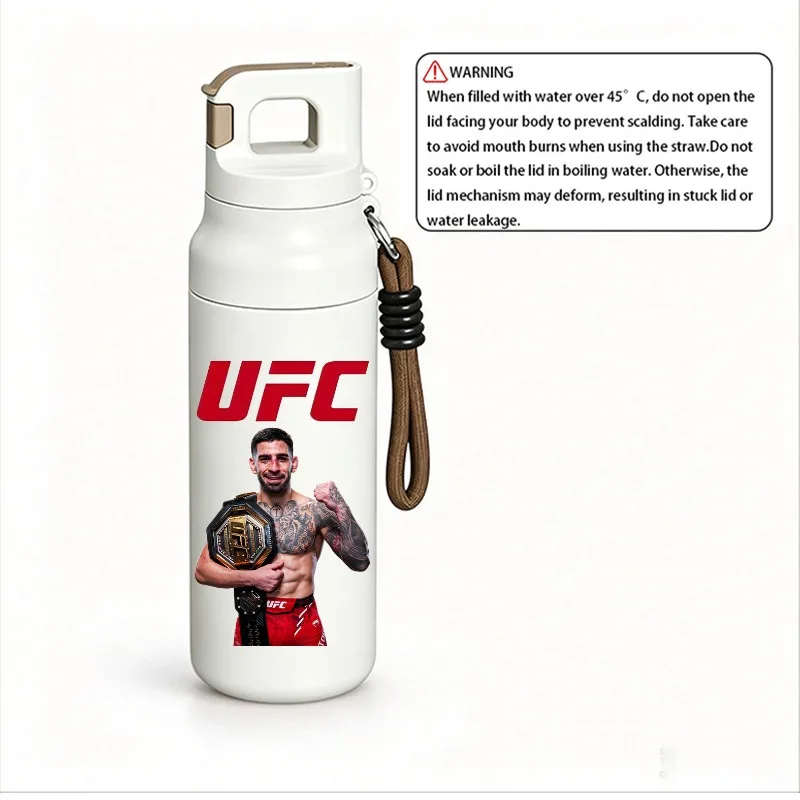 UFC 580ml Stainless Steel Insulated Water Bottle One Touch Lid with Lanyard Christmas Gift
