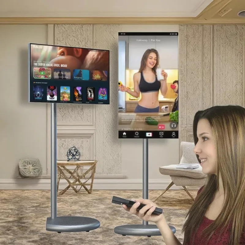 

27 Inch Portable All-in-one Smart Tv Built-in Battery Android Tablet on Wheels Google Edla Touch Screen Monitor for Outdoor