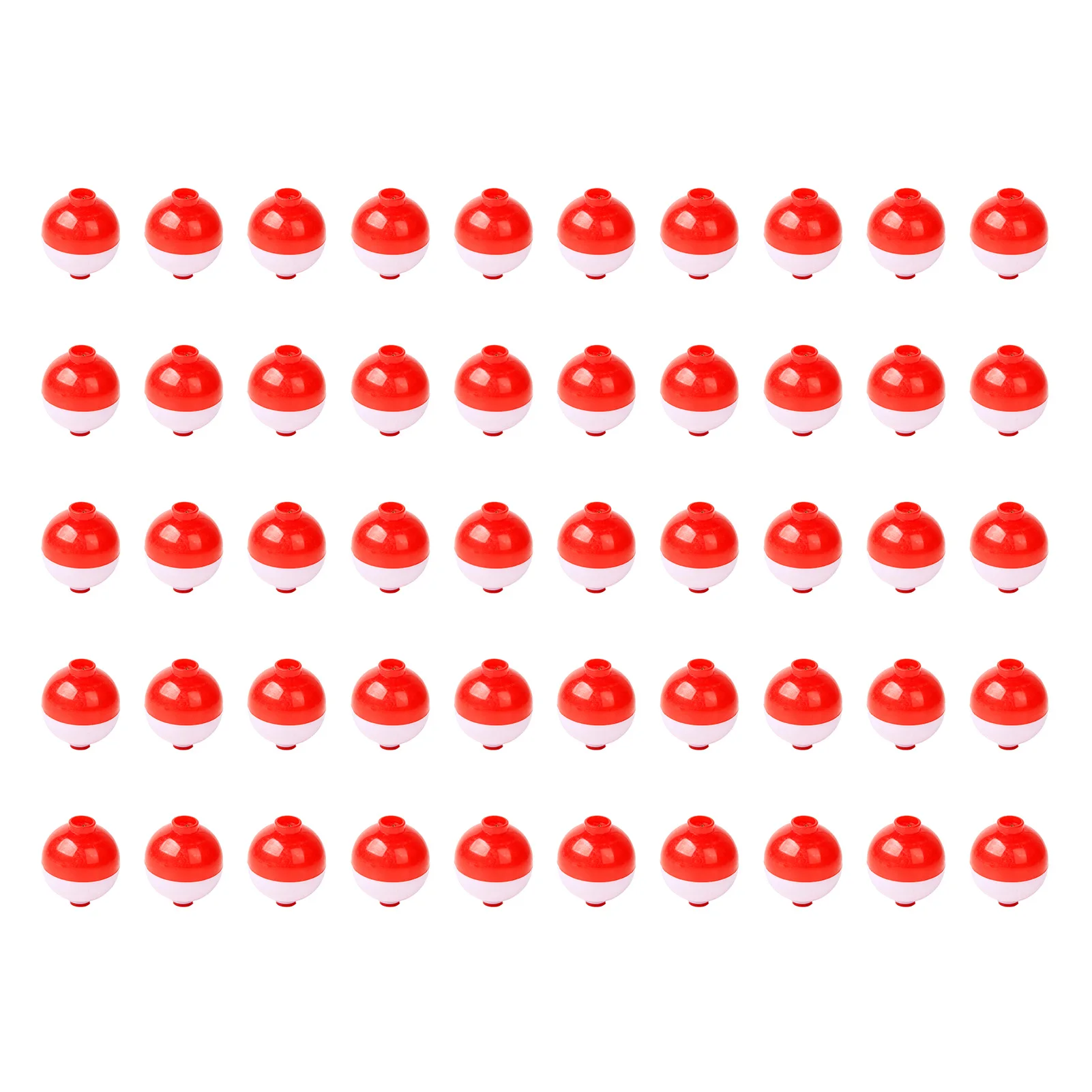 

50pcs 1 Inch Red and White Snap-on Fishing Bobbers, Push Button Round Buoy Floats, Plastic Fishing Tackle