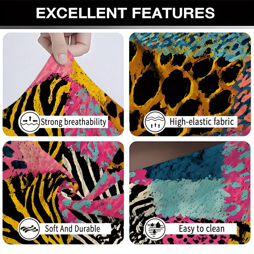 1pc Vibrant Colorful Patchwork Animal Print Stretch Sofa Cover, Removable Washable Couch Slipcover for Bold Boho Home Decor view 2