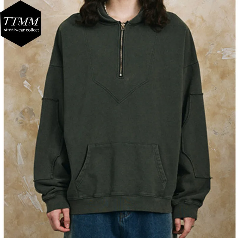 Loose And Lazy Wind 2025 Spring Autumn New Male Washed Wool With Solid Color Plush Thick Loose A Hoodie