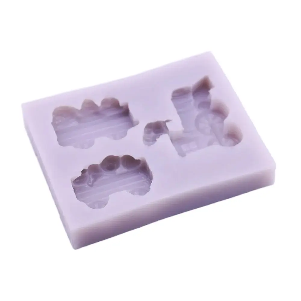Cartoon Toy Train Shape Silicone Fondant Mould Chocolate Sugarcraft Cake Decor Mold Soap Clay Resin Trains DIY Kids Favor