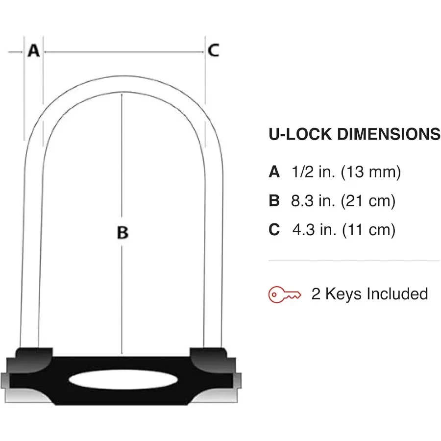 Heavy Duty Ulock met 2-sleutels voor veilige buitenbescherming van fietsen, motorfietsen, scooters en andere uitrusting, ideaal voor stedelijk gebruik