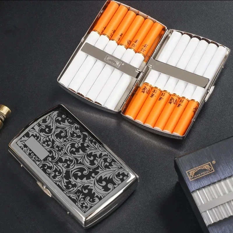 Luxury Tang Grass Cigarete Case Creative Metal Portable Tobacco Case Holds 12 Cigarettes Stylish Men's Smoking Accessories