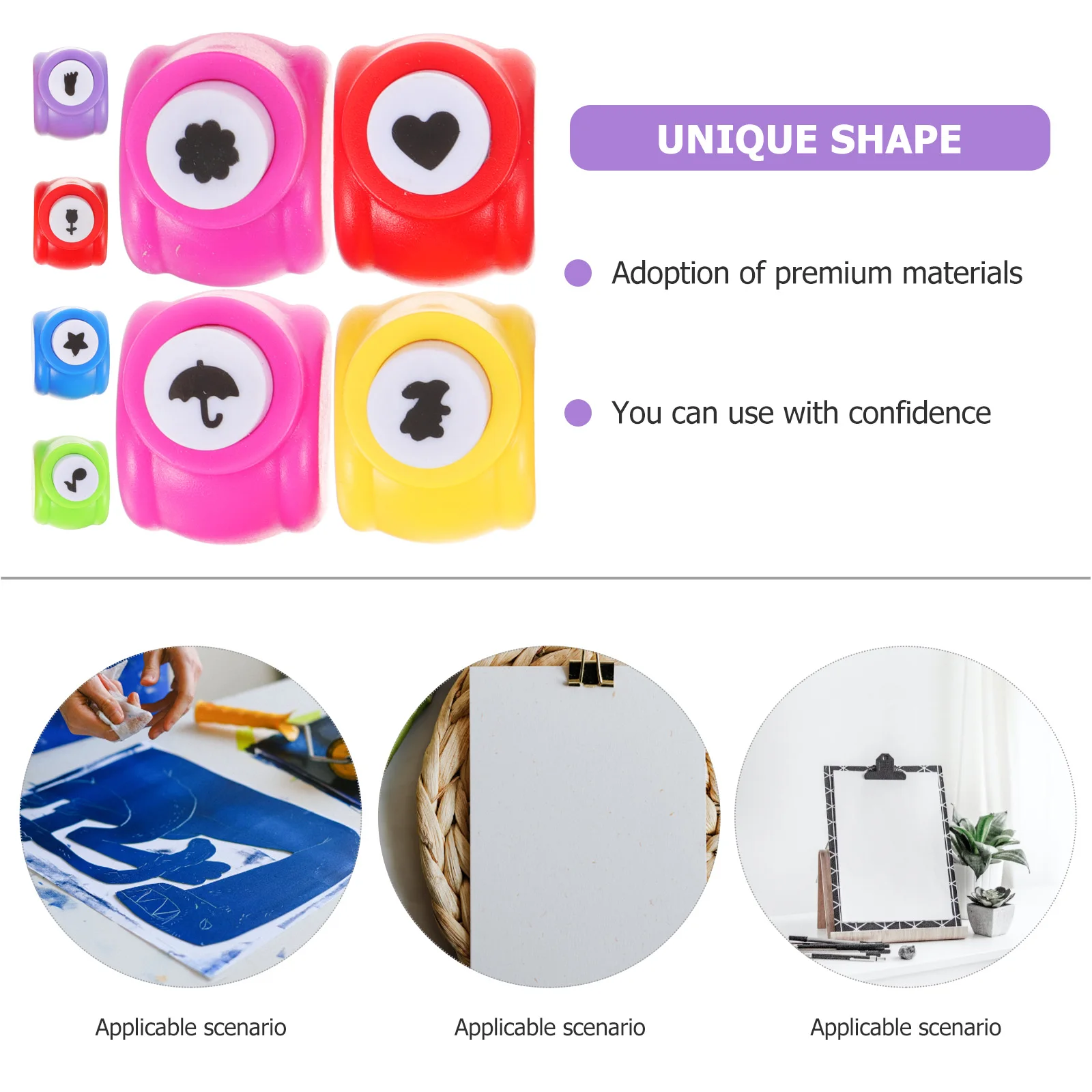 

8 Pcs Embossor Set Shape Punches for Paper Crafts Handheld Puncher Shapes Small Hole
