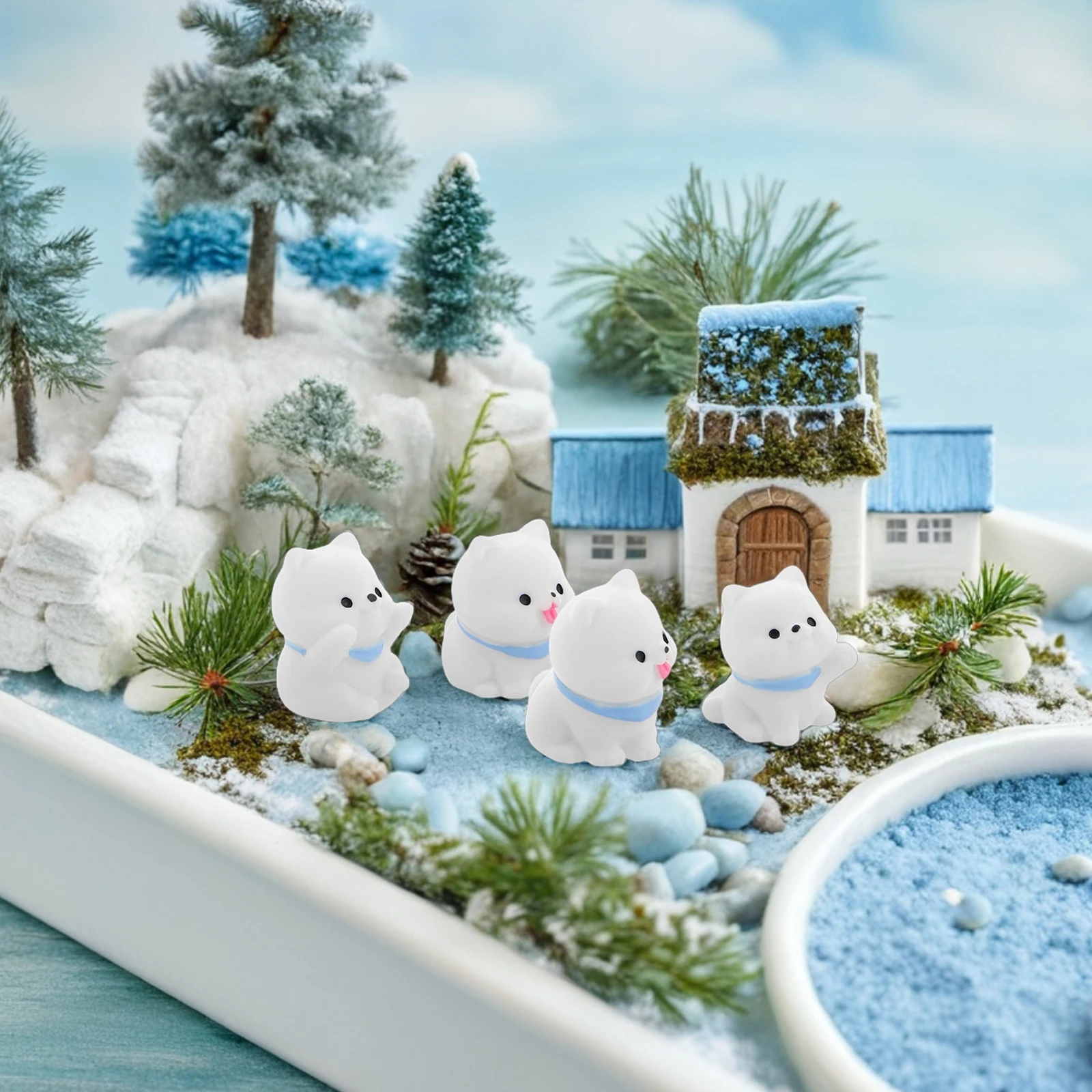 

8pcs Miniature Samoyed Resin Figurines Cute Dog Decor DIY Accessories Dollhouse Pets Home Ornament Craft Details