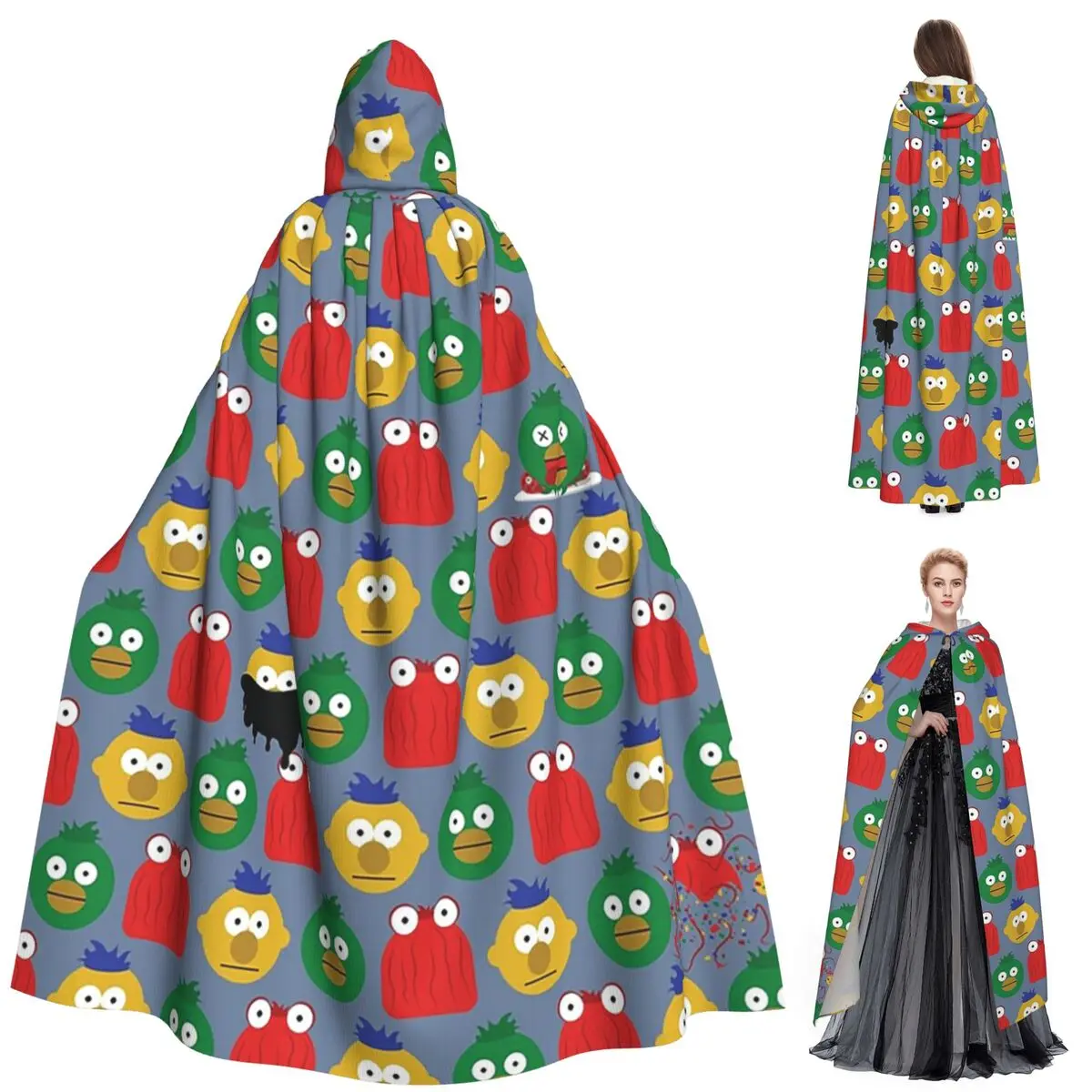 

DHMIS Character Pattern Long Hooded Cloak Witch Medieval Costume Cosplay Cape HalloweenCoat Adult Unisex