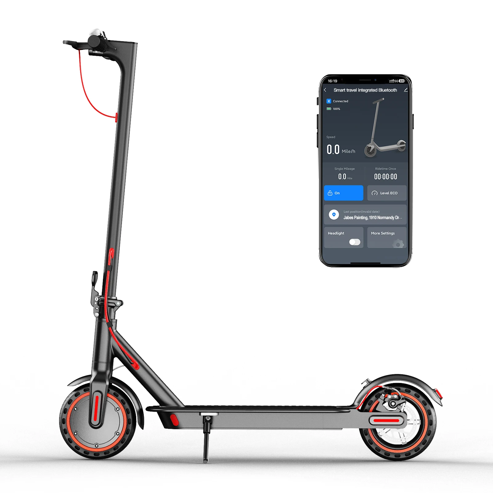 TODIMART T3 Adults Electric Scooter, 30-35km Range , Ultra-Light E-Scooters, 36V 7.8Ah Battery, 350W, App, Foldable, Black