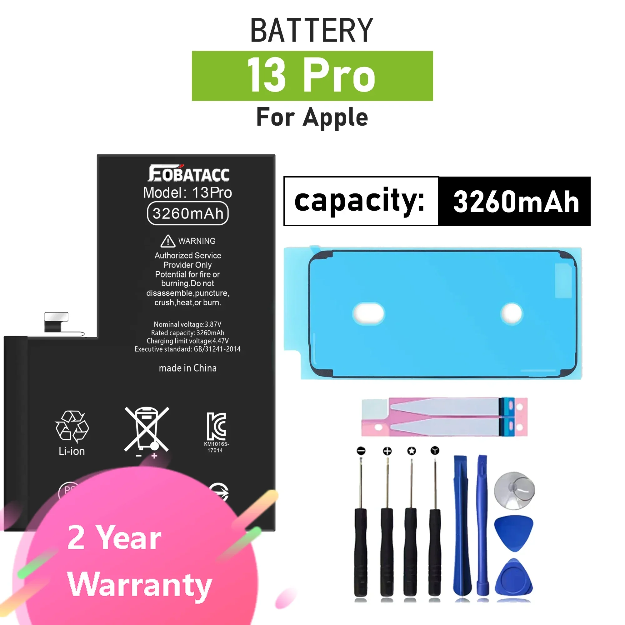 

2025 лет EOTABACC Новый 100% высококачественный аккумулятор для телефона Apple 13 pro 3260 мАч Bateria + бесплатные инструменты