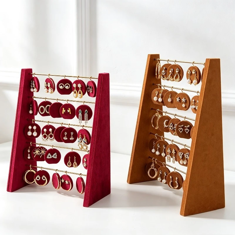 Velvet Earring Display Stand A-Shaped Metal Rod Jewelry Holder Earrings Storage Organizer Rack Retail Show Home Decor