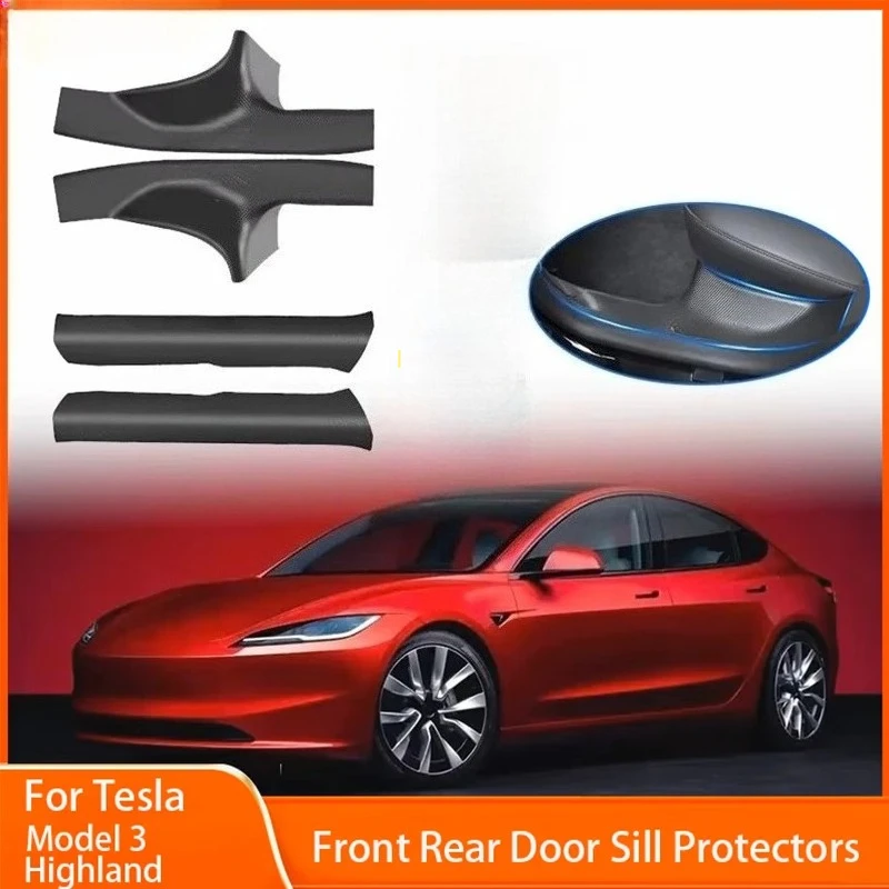 

For Tesla Model 3 Highland 2024 ABS Front Rear Door Sill Protective Pad Cover Guards Threshold Bumper Strip Sill Car Accessorie