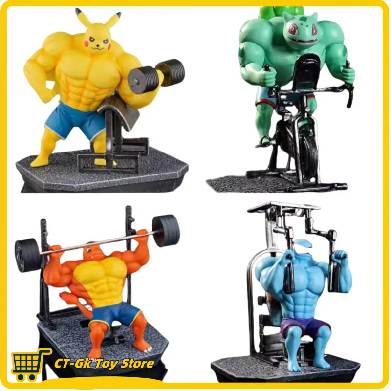 Muscle Pikachu Anime Action Figure, Pokémon Figures, Squirtle, Bulbasaur, Macho Man Fitness, Coleção Gk, Presentes de Ornamento, 17cm