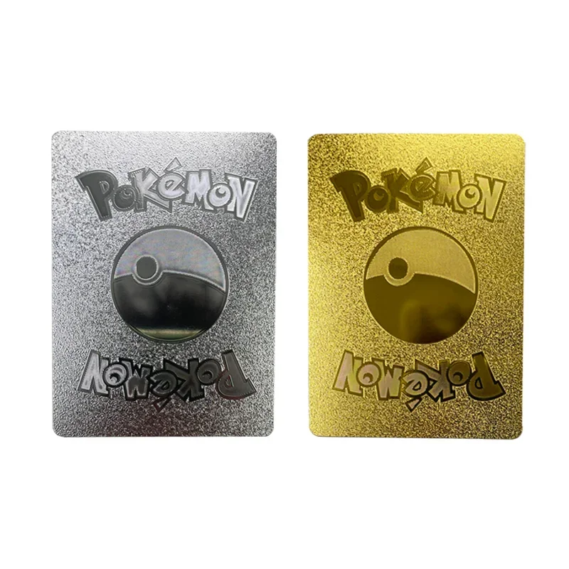 Pokemon Pikachu Children\'s Holiday Gift Golden Metal Card Silver PS HP English Spanish Peripheral Series Classic Toy Card