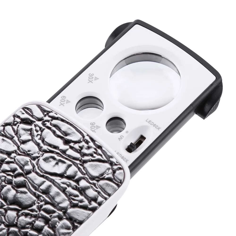 

Увеличительное стекло серебряного цвета, 30-кратное увеличение, 60-кратное увеличение, лупа для ювелирных изделий, черный цвет, 90-кратное увеличение