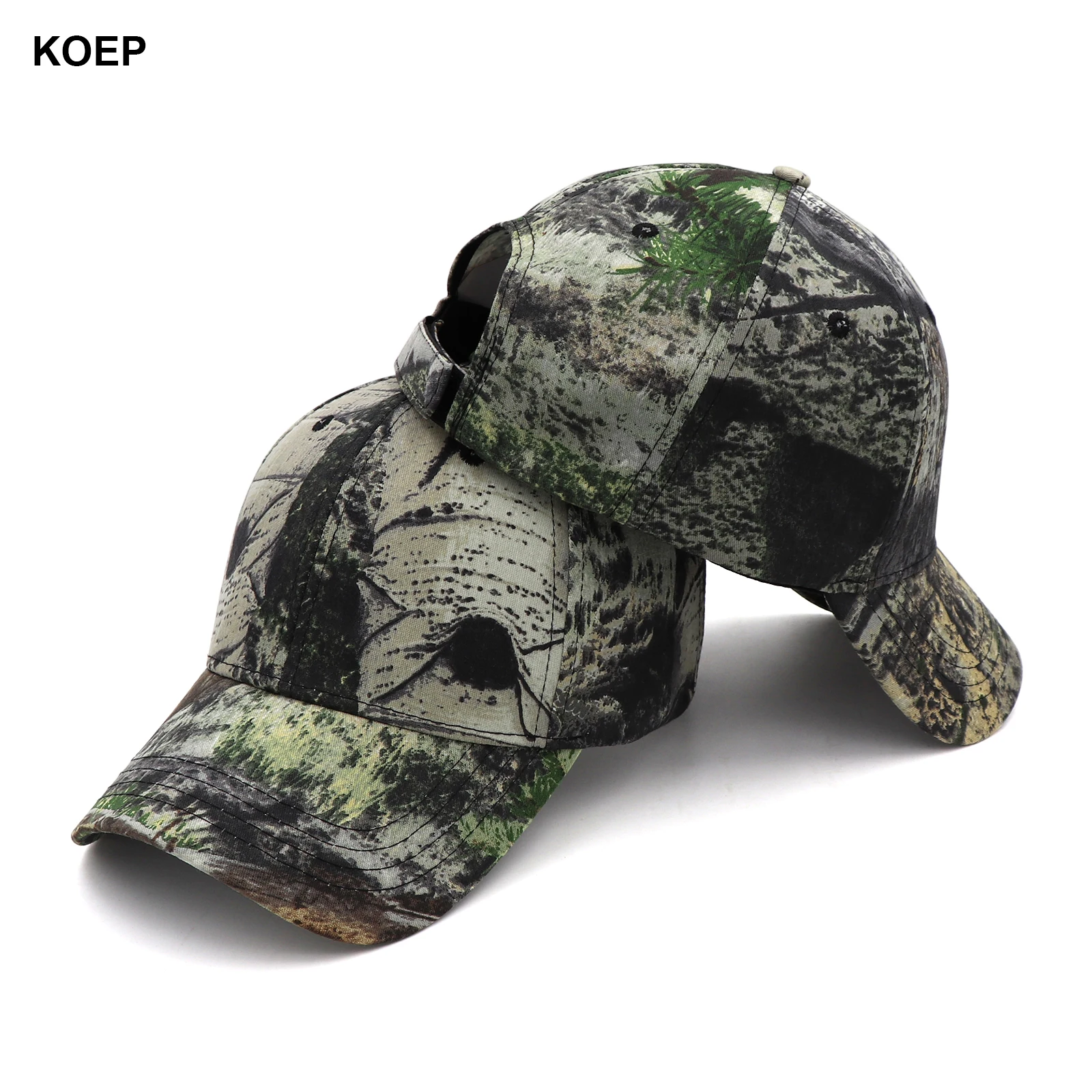 KOEP New Outdoor Fishing Caps Jungle Oak Tree Camouflage Baseball Cap Hunting Hat Cotton Dad Snapback Hats Bulrush Leaves KBMO7