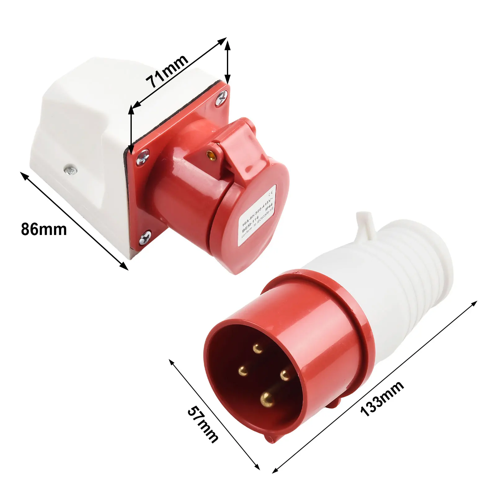 Waterproof IP44 16A Industrial Plug and Socket Flame Retardant Design High Strength Flame Retardant Engineering Material