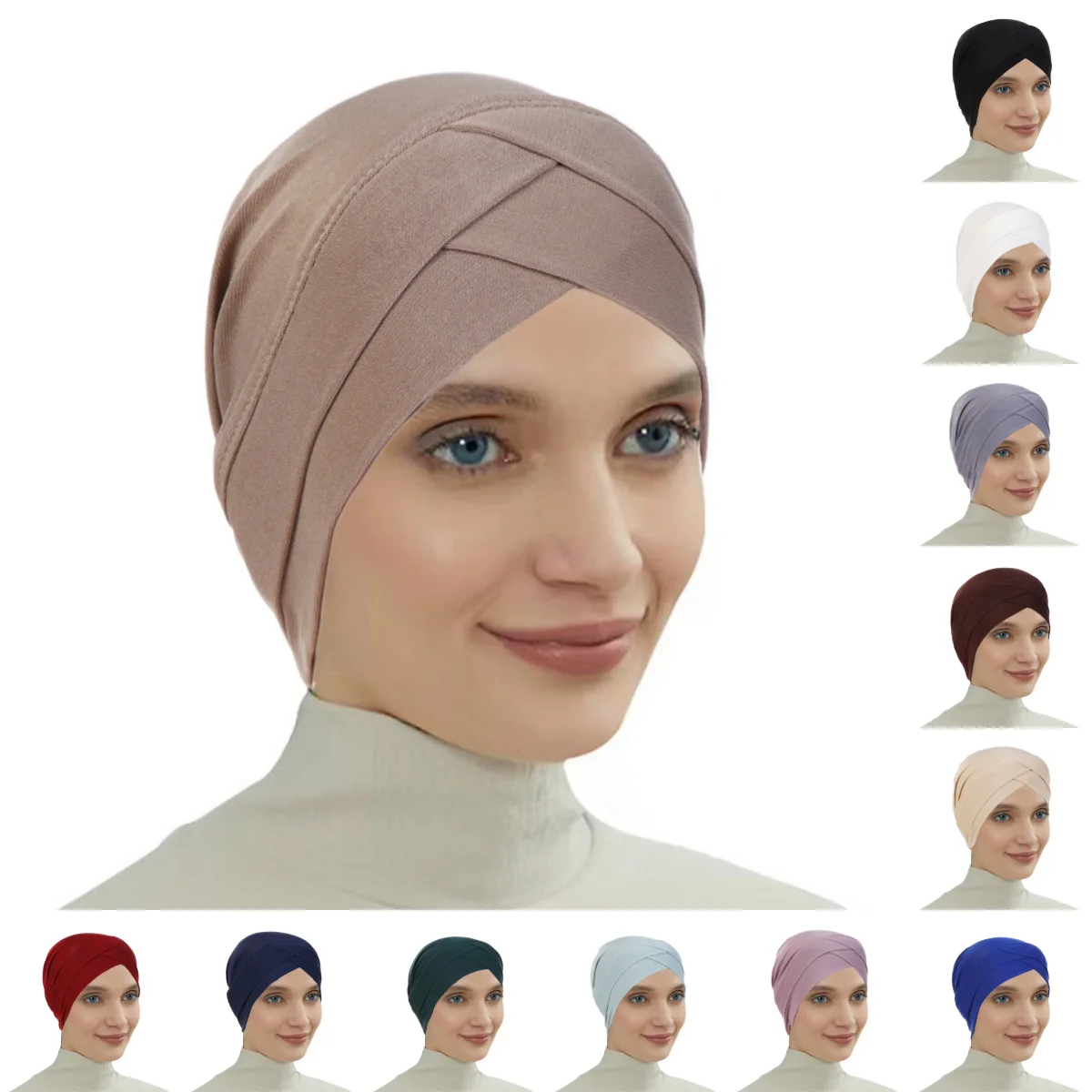 

2026 Full Cover Inner Hijab Caps Muslim Stretch Turban Cap Islamic Underscarf Bonnet Solid Modal Under Scarf Caps Turbante Mujer