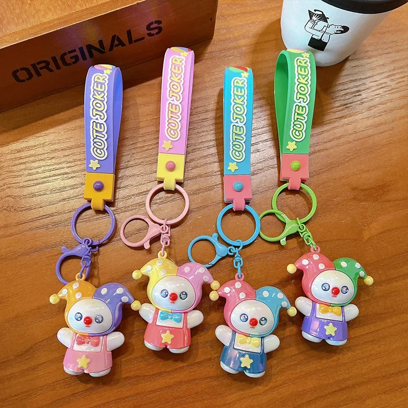 Creative clown pendant cute plating color matching key chain delicate couple car key chain pendant backpack pendant