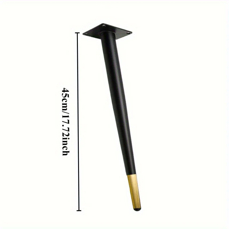 4pcs 45cm Black+Gold Oblique cone/Straight cone Metal Furniture Legs DIY Furniture Feet Table Sofa Chair Inclined Tapered Legs