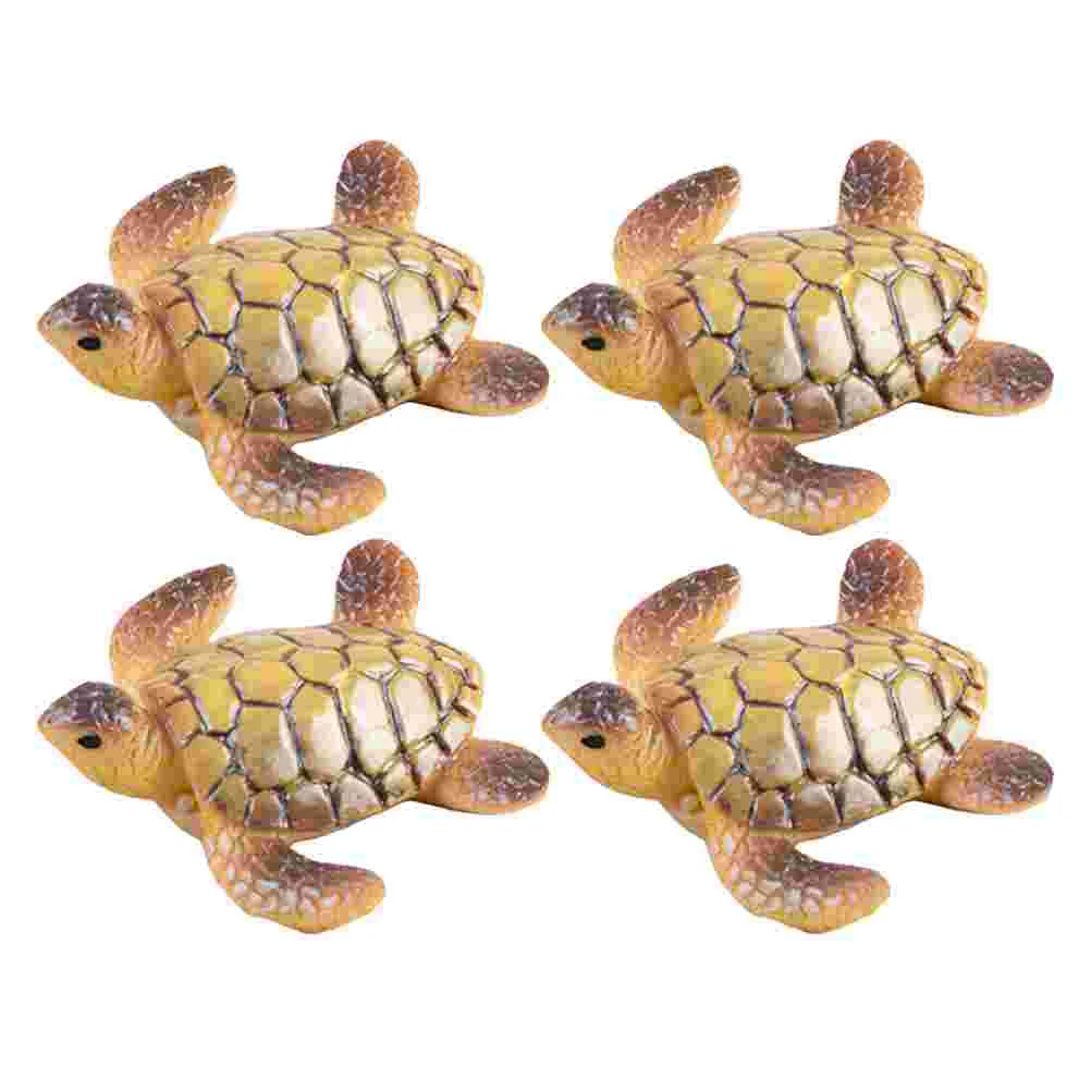 4 Pcs Fish Tank Turtle Ornament Toy Household Furnishing Desktop Crafts Model Shaped Adornment Decor Natural Resin Landscape