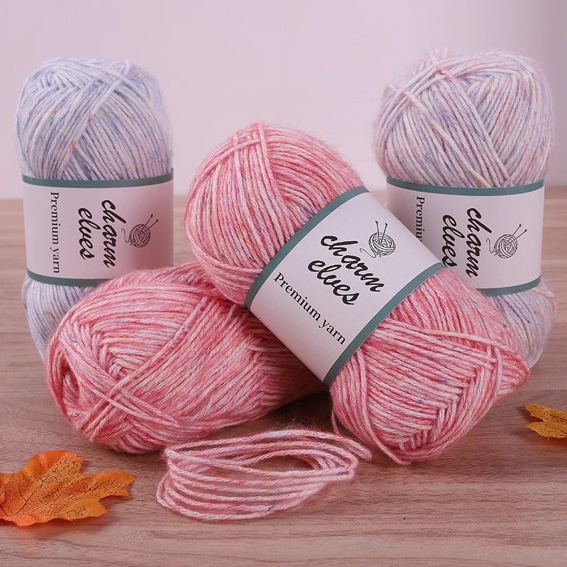 150 g buntes Punkt-Sprühgarn, verschmiertes Garn, mitteldickes handgestricktes Baumwollfaden, handgefertigter Pullover, Schal, Mütze, Sitzkissen, Paar-Schal-Geschenkgarn, 50 g/Stück, 3 Stück/Packung