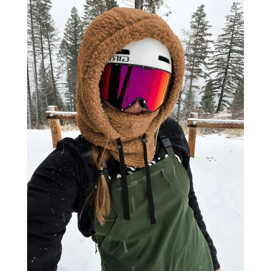 Maschera da sci con cappuccio Sherpa in velluto timido Passamontagna resistente al vento Maschera da sci in pile invernale per uomo e donna
