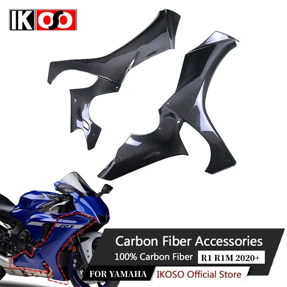 Real Carbon Fiber Motorcycle Body Front Large Side Panel Front Flow Cover Protective Cover For YAMAHA R1 R1M 2020 2021 2022 2023