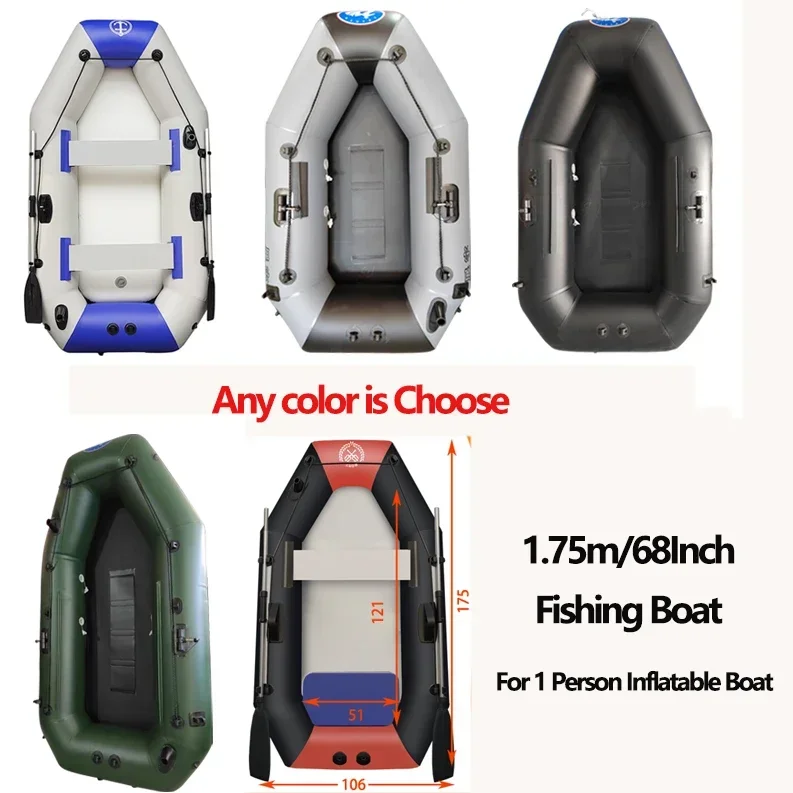 

New 1.75m PVC Inflatable Kayak Set Single Fishing Canoe Wear-resistant Sport Boat for Adults with Paddles Pump Carry Bag Tools