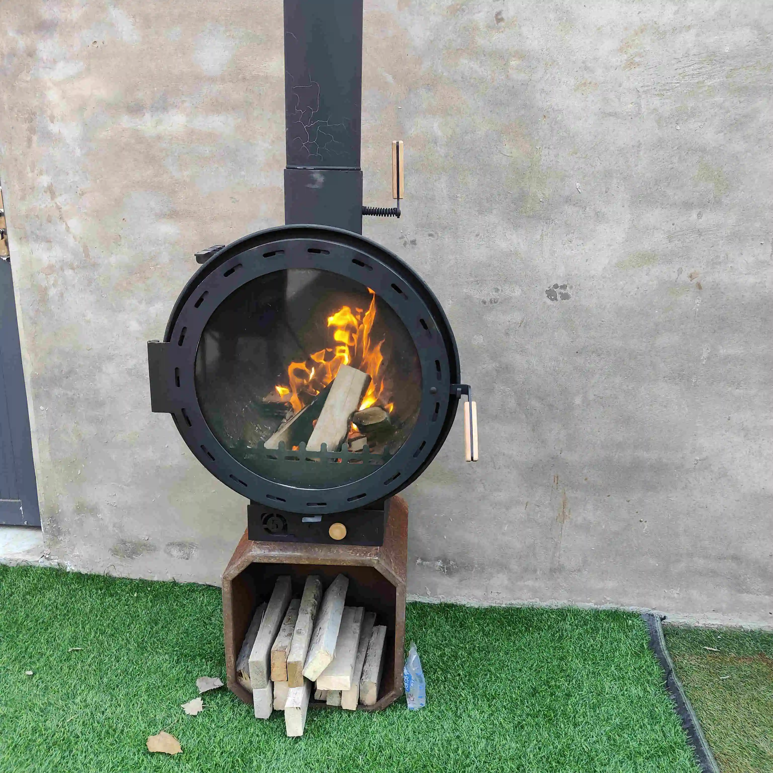 High Quality Indoor Heater Fireplace Real Fire Round Wall Mounted Fireplace