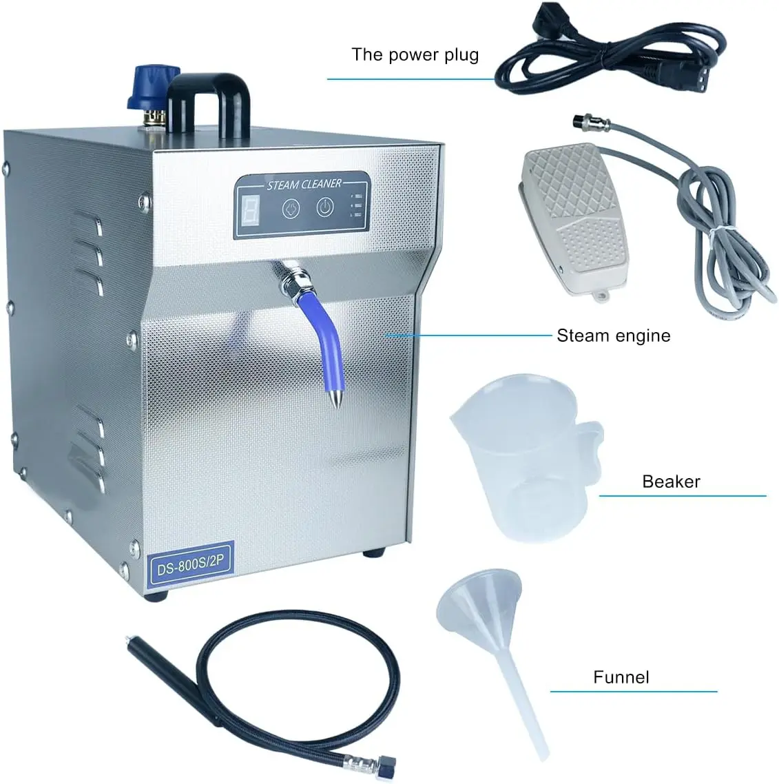 ステンレス鋼のプロのスチームクリーナー,シルバーとゴールドのジュエリークリーナー,1200W,2l